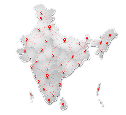 India map showing travel routes across destinations